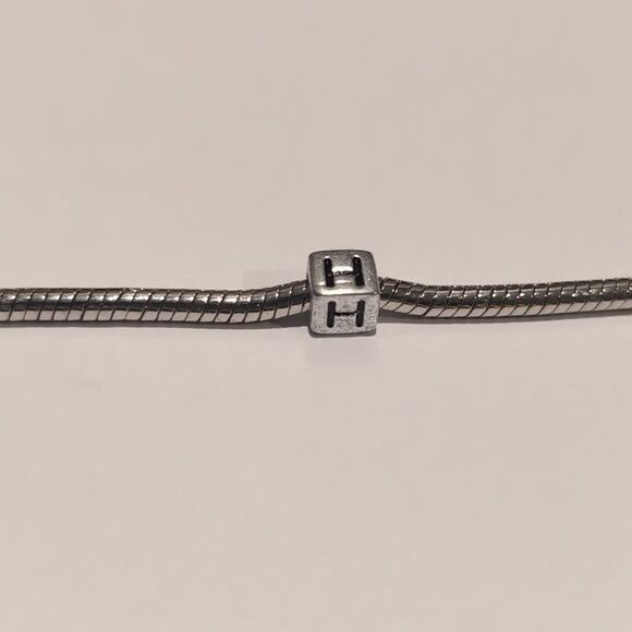Silver H Spacer Charm for Pandora Style‎ Bracelet - Picture 1 of 5